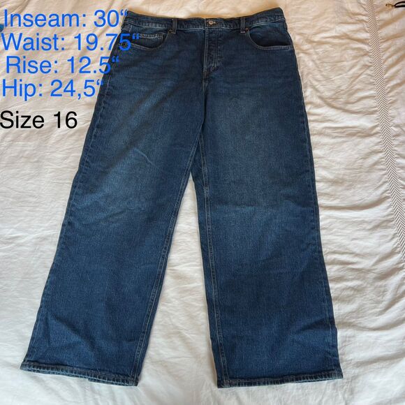 Old Navy Mid-Rise The Slouchy Wide Leg Jeans Women’s Relaxed Size 16 - Picture 3 of 11
